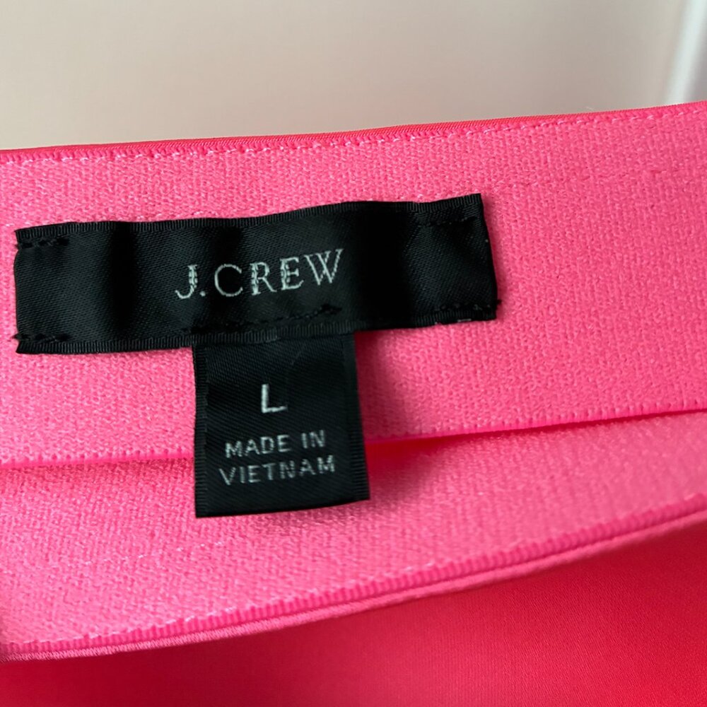 J. Crew Gwyneth Slip Skirt Midi Length Florescent Neon Pink - Size L - Picture 3 of 6